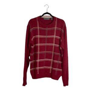 Oscar De La Renta window  pane check crew cotton sweater size xl